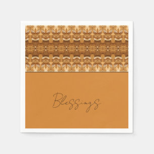 Brown And Gold Patterned Designer Napkin