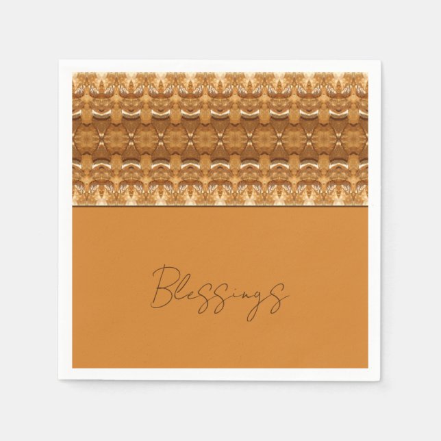 Brown And Gold Patterned Designer Napkin (Front)
