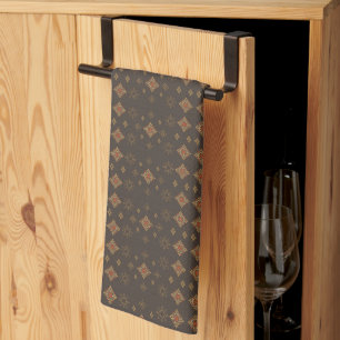 Brown and Gold Retro Vibes Tea Towel