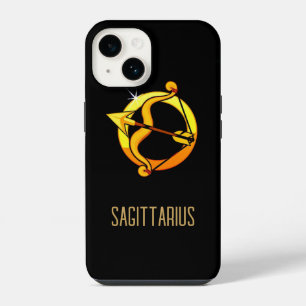 Brown and gold Sagittarius zodiac sign black iPhone 14 Case