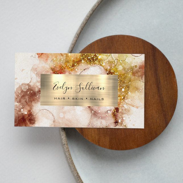 Brown and Gold Watercolor Business Card (Creator Uploaded)
