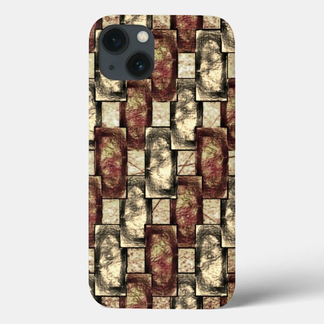 Brown and golden stain, carved rectangular pieces Case-Mate iPhone case (Back)