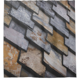 Brown and gray bricks shower curtain