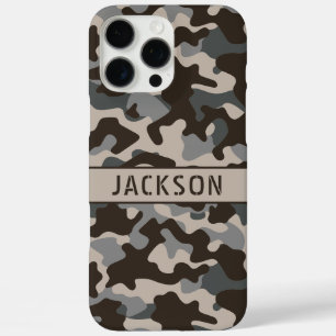 Brown and Gray Camouflage Personalized iPhone 16 Pro Max Case