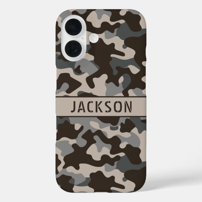 Brown and Gray Camouflage Personalized Case-Mate iPhone Case (Back)