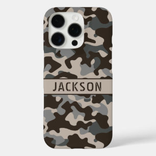 Brown and Gray Camouflage Personalized iPhone 16 Pro Case