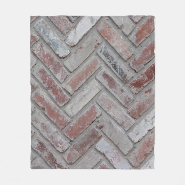Brown and gray concrete brick wall fleece blanket (Front)