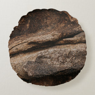 Brown and gray rock formation round cushion
