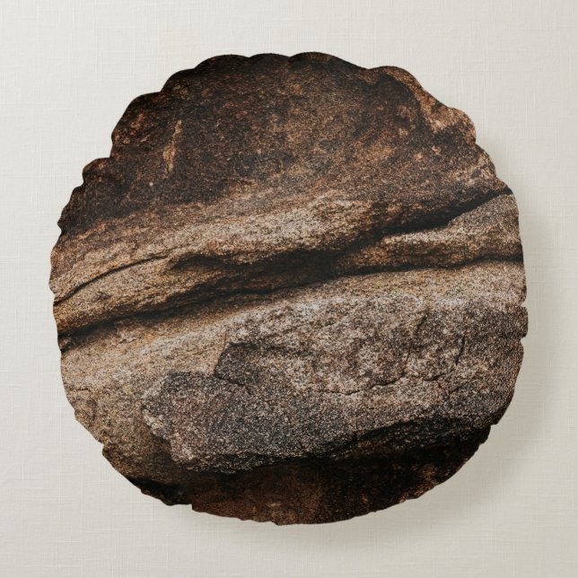 Brown and gray rock formation round cushion (Front)