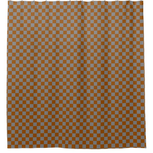 Brown and gray squares shower curtain (Front)