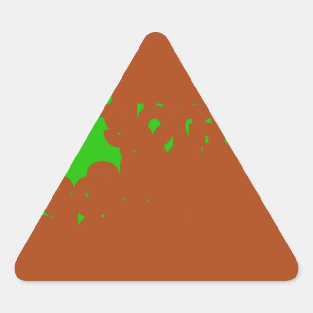 brown and green abstract art triangle sticker (Front)