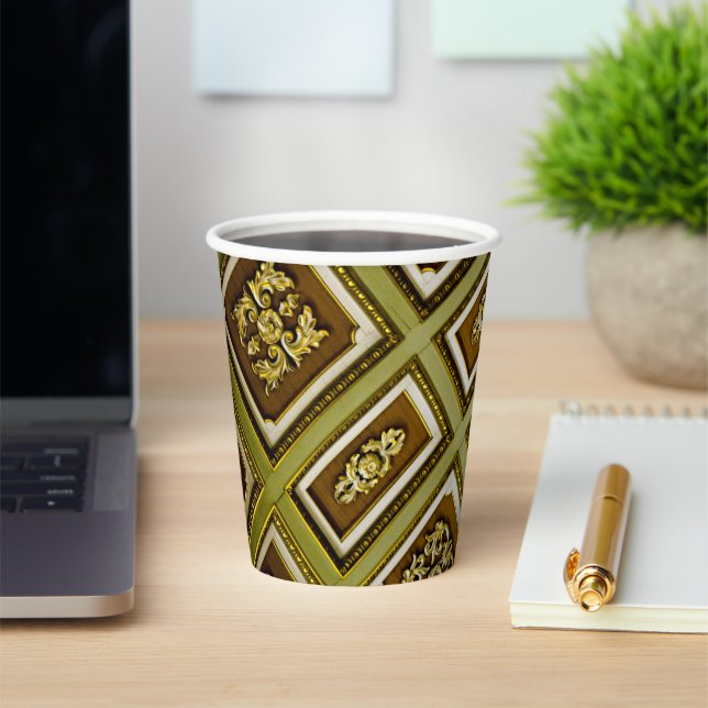 Brown and Green Architectural  Paper Cups (Insitu)