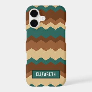 Brown and Green Autumn Geometric Zig Zag