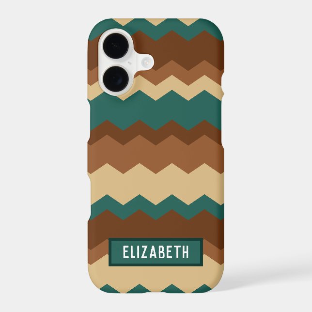 Brown and Green Autumn Geometric Zig Zag (Back)