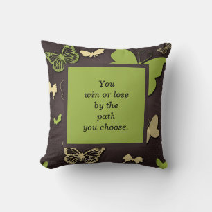 Brown and Green Butterfly Scripture Verse Pillow