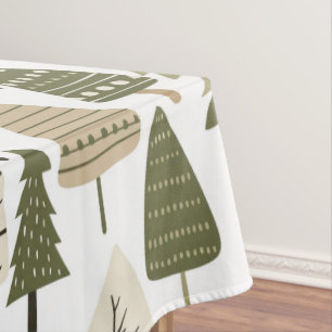 Brown and green Christmas Trees  Tablecloth