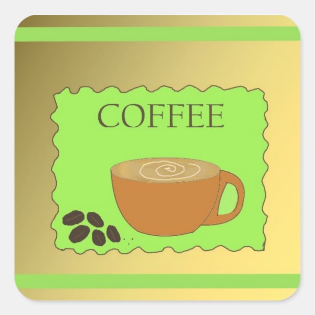 Brown and Green Coffee Sign Square Sticker (Front)