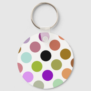 Brown And Green Colorful Dots Key Ring