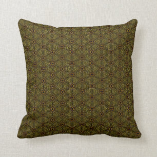 Brown and Green Floral Throw Pillow