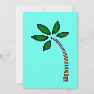 Brown and green palm tree drawing invitation