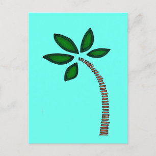 Brown and green palm tree drawing postcard