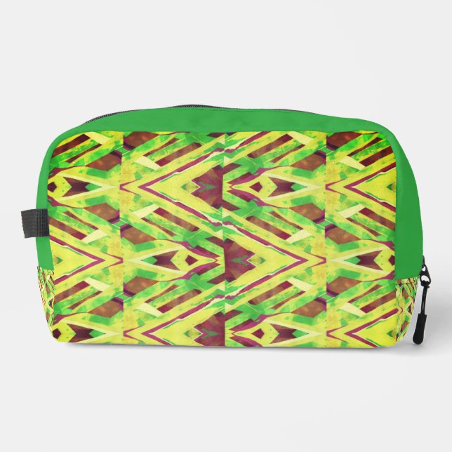 Brown and green pattern dopp kit (Front)