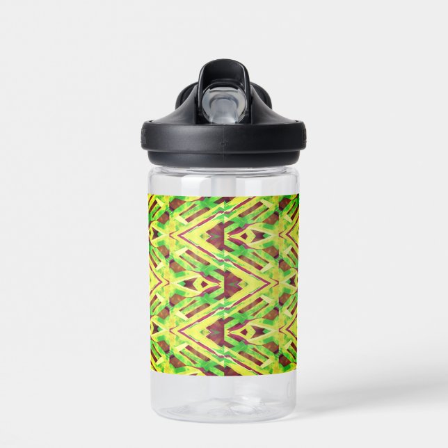 Brown and green pattern water bottle (Front)