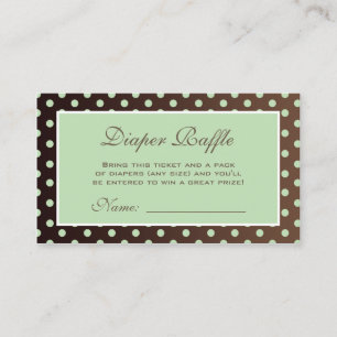 Brown and Green Polka Dot Diaper Raffle Ticket Enclosure Card