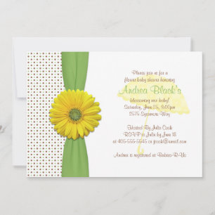 Brown and Green Polka Dots Baby Shower Invitation