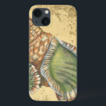 Brown and Green Seashell iPhone 13 Case<br><div class="desc">If you can't get to the beach today, get this classic style image of this unique green and brown seashell today! This seashell by the ocean is surrounded by warm sand in this painting and would go great on any nautical products.</div>