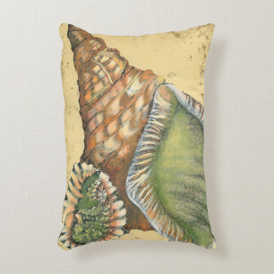 Brown and Green Seashell Decorative Cushion