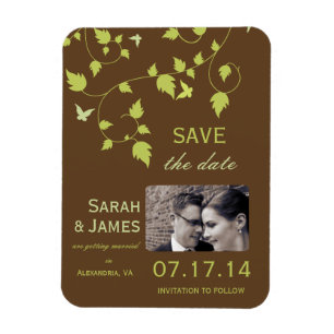 Brown and green vines savethe date magnet