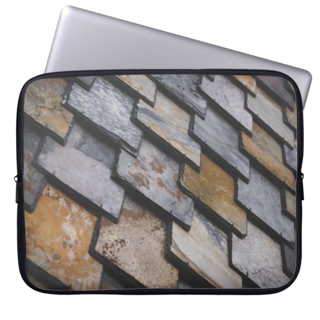 Brown and grey bricks laptop sleeve (Front)