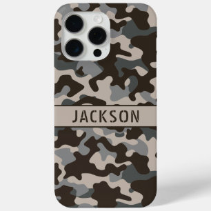 Brown and Grey Camouflage Personalised Case-Mate iPhone 15 Pro Max Case