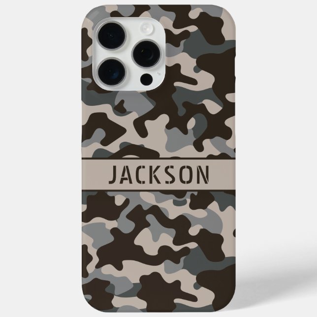 Brown and Grey Camouflage Personalised Case-Mate iPhone Case (Back)