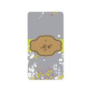 Brown and Grey Floral Wedding Hershey's Miniature Label