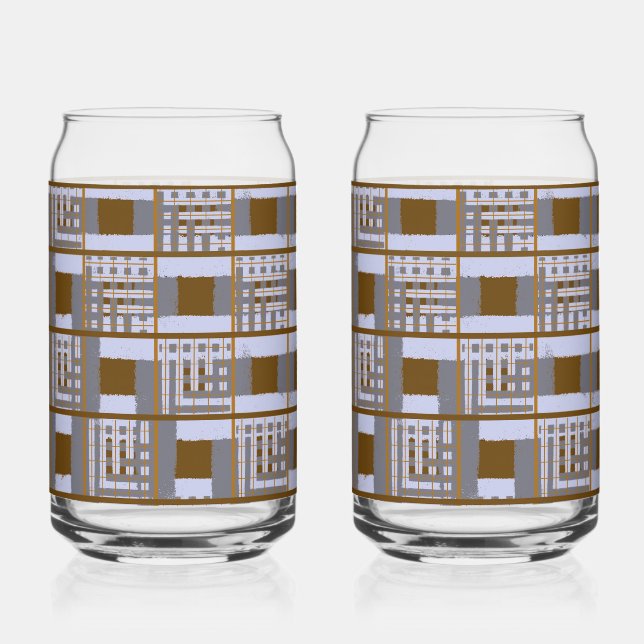 Brown and Grey Large Check Glass (Front)