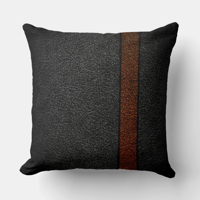 Brown and Grey Leather Cushion (Front)