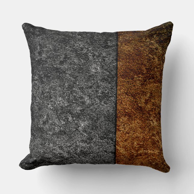 Brown and Grey Leather Cushion (Front)