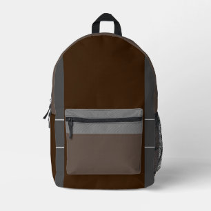 Brown And Grey Printed Backpack