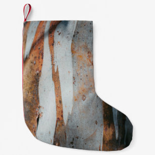 Brown and grey tree trunk small christmas stocking