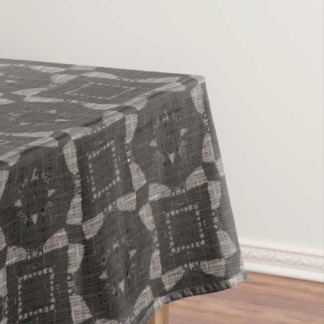 Brown and Grey Weaved Pattern Tablecloth (In Situ)