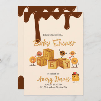Brown and honey Chocolate Dessert Baby Shower  Invitation