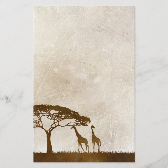 Brown and Ivory African Giraffe Wedding Stationery (Front)