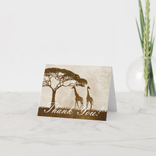 Brown and Ivory African Giraffe Wedding Thank You Card
