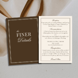 Brown and Ivory Classic Old Money Wedding Details Enclosure Card