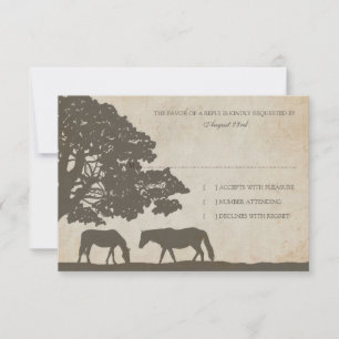 Brown and Ivory Vintage Horse Farm Wedding rsvp