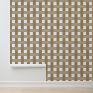 Brown And khaki Plaid - Gingham - Boho Earthy Wallpaper