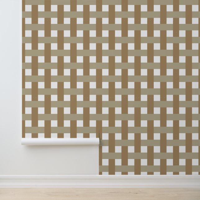 Brown And khaki Plaid - Gingham - Boho Earthy Wallpaper (Application)