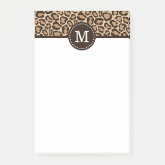 Brown and Leopard Print Custom Monogram Post-it Notes